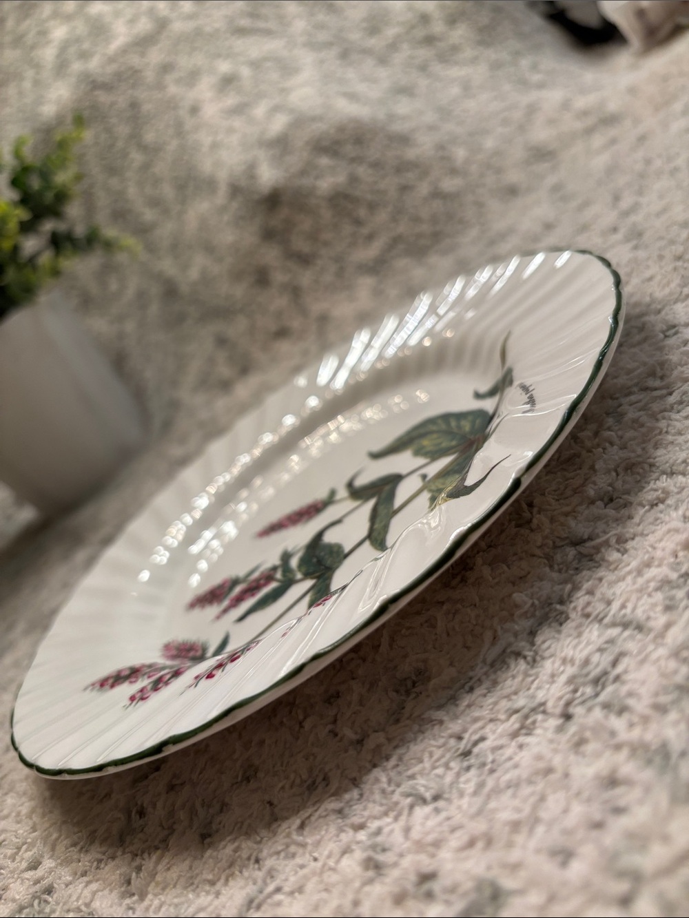 Royal Patrician Fine Bone China Pink Botanical Serve Dish England NWT 8” - Picture 7 of 14
